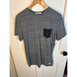 Marine Layer Re-Spun Mens Heather Grey Contrast Pocket Tee Shirt 13796 Size M